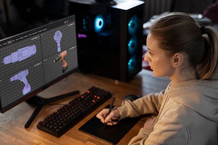 Designer creating 3D game assets at a Custom Game Development Agency in UK